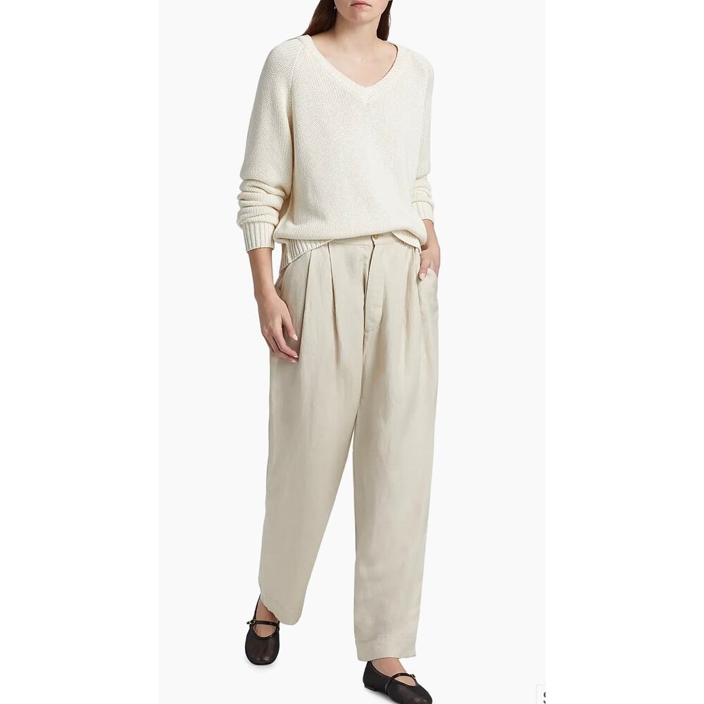 Jamie Haller The Big Pleat Linen Blend Trousers Stone Beige Pants 0 Work